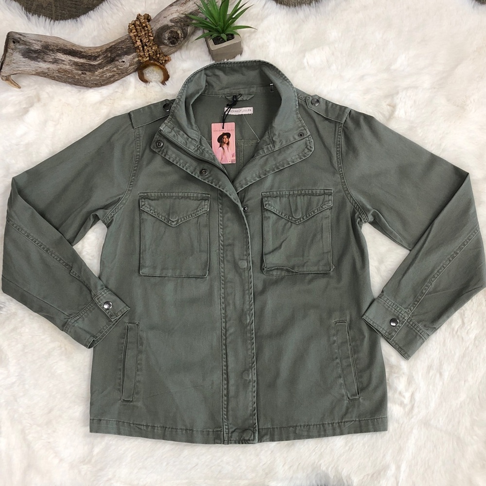 Sincerely Jules Olive Army Green Military Utility Barn Jacket Shacket Size M